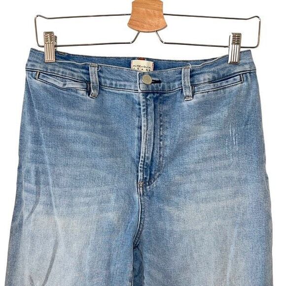 Alice + Olivia Mid Rise Ankle Distressed Coin Pocket Raw Edge Denim Jeans Size 3 - Picture 3 of 11